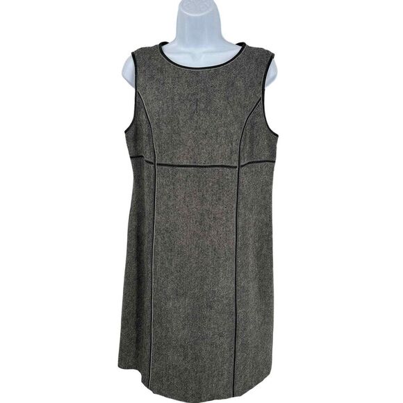 Michael Michael Kors Brown Vintage‎ Leather Trim Tweed Sheath Dress Size 10 - Picture 1 of 10